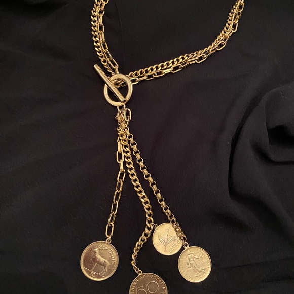 Ben-Amun gold plated multi coin toggle necklace - Picture 2 of 2